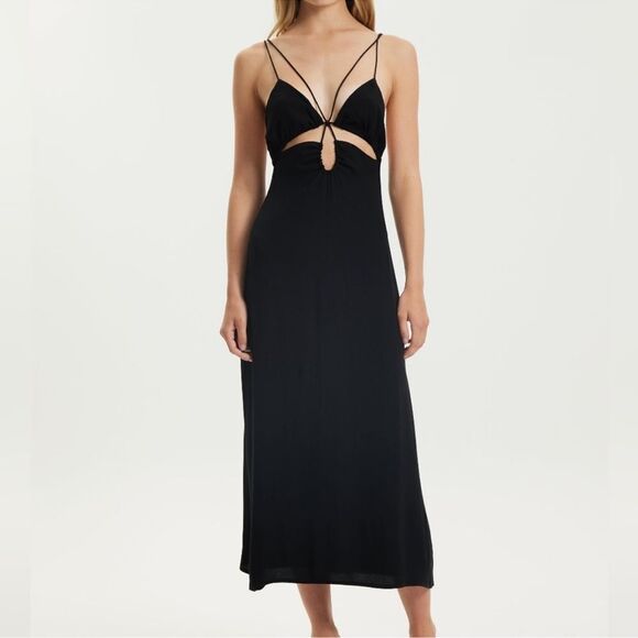 Free People / Coco & Lola Third Form Ring Out Slip Dress in Black NWT L - Picture 4 of 10